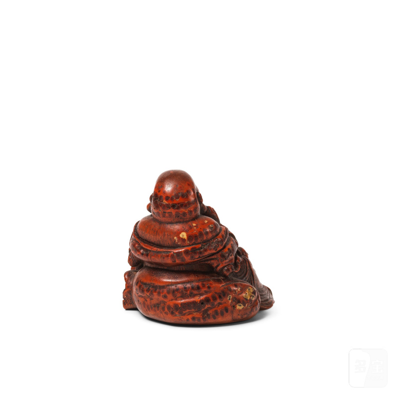 清晚期 竹雕布袋和尚坐像 | STATUETTE DE BUDAI EN BAMBOU SCULPTÉ - 图3